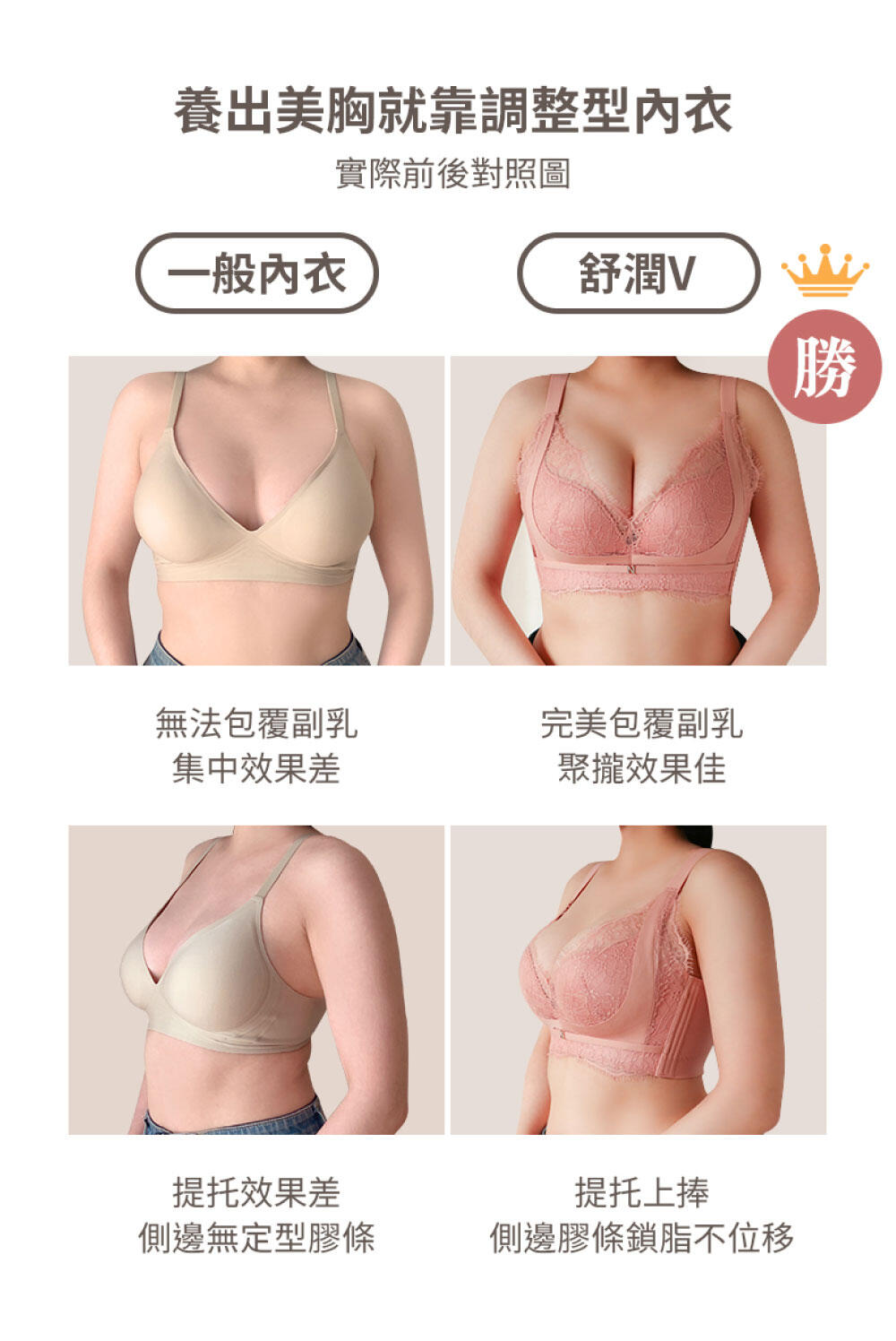 BRA317 無鋼圈【舒潤V】天然乳膠調整型內衣單件 5色