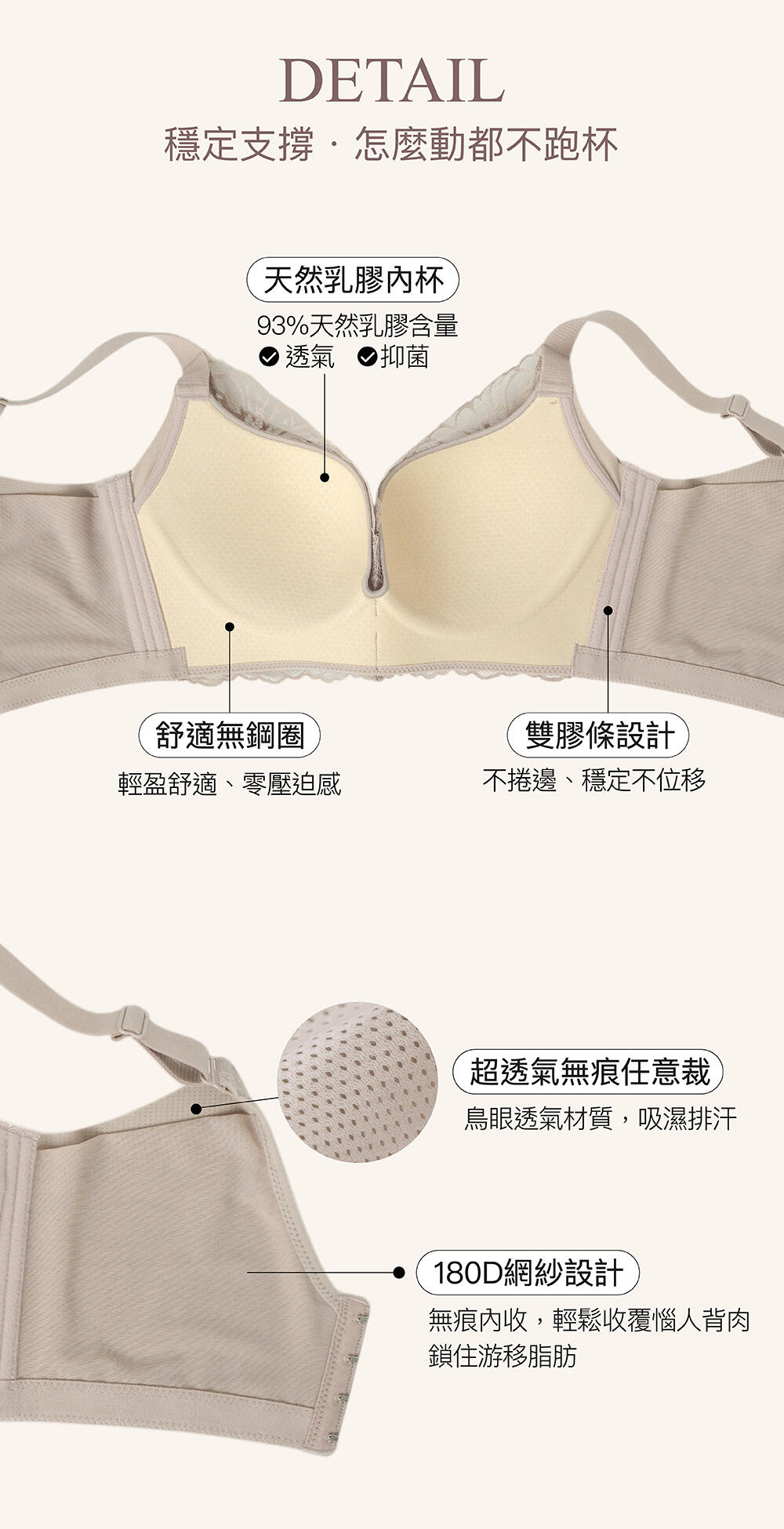 BRA353 無鋼圈【舒波ONE】天然乳膠調整型內衣單件 3色