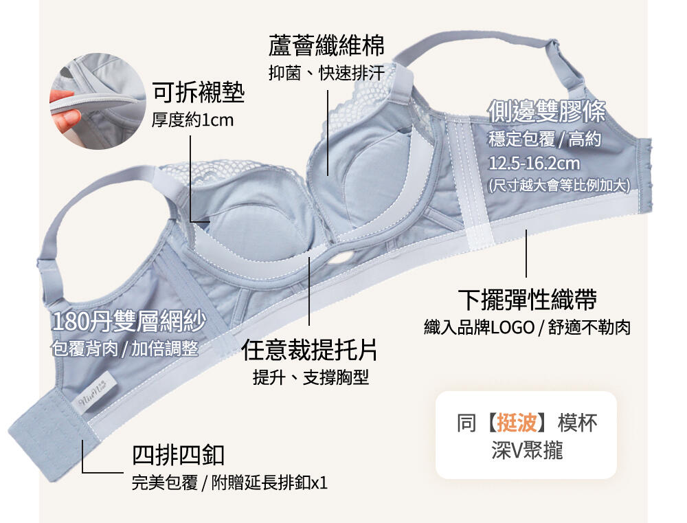 BRA330 無鋼圈【炸波波】深V聚攏調整型內衣單件 5色